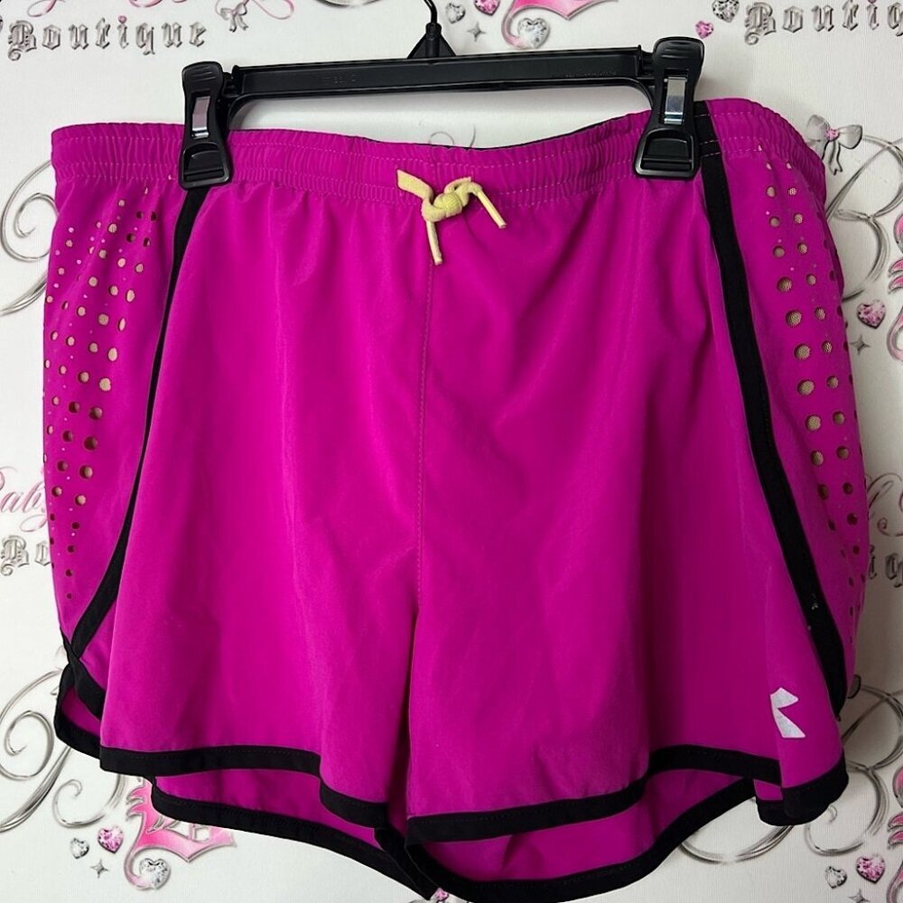 Diadora Magenta Athletic Shorts with Black Trim shorts comfy bright pink purple